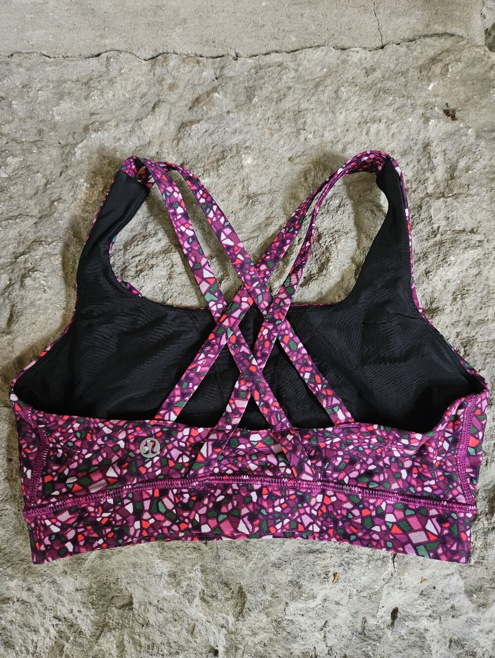 Lululemon Paradise Camo Multi Regal Plum Sport Bra Size XXS/XS